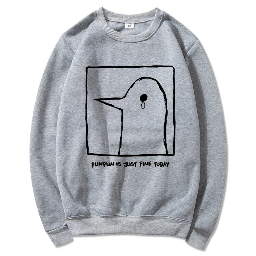 Unisex Hoodie med "Punpun is just fine today"-tryck, beige