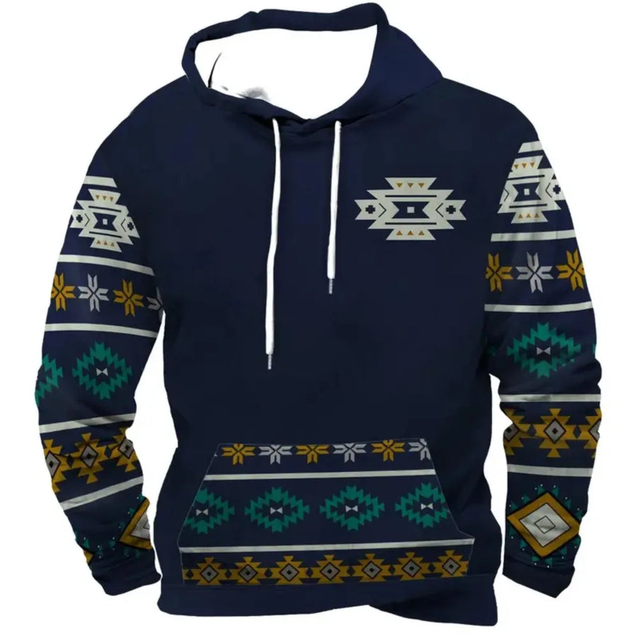 Unisex Hoodie med Djurmönster och Etniskt Tryck