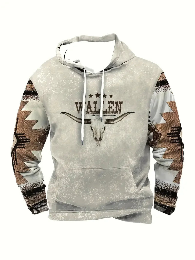 Unisex Hoodie med Djurmönster och Etniskt Tryck