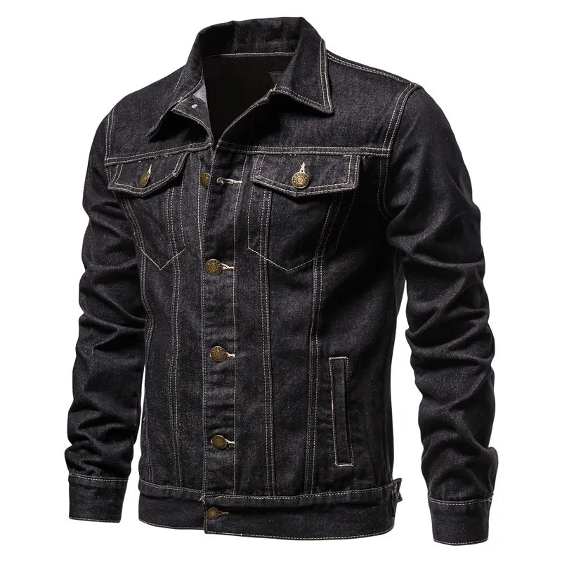Jeansjacka i denim med krage och fickor