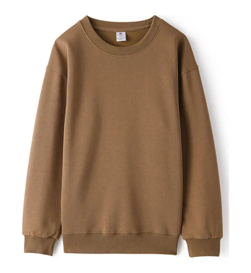 Enkel enfärgad sweatshirt med rund hals och lång ärm