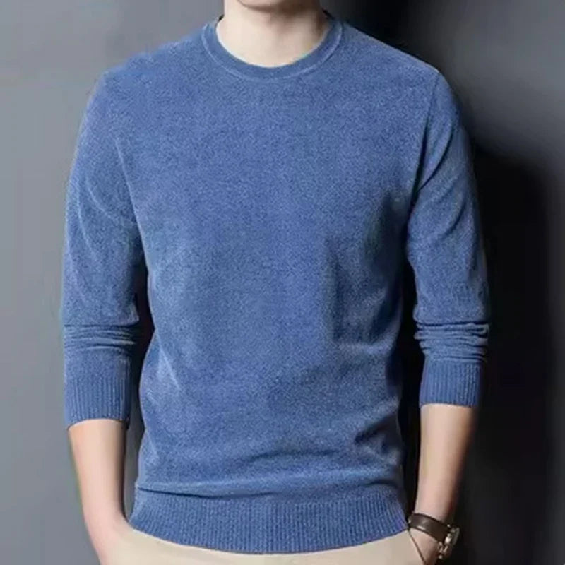 Herrtröja med rund hals och lång ärm, fodrad, mjuk känsla