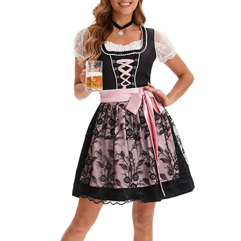 39BB Bierkostüm, Dirndl, Kleider, Bluse, Schürze, deutsches bayerisches Oktoberfest-Kostüm-Set