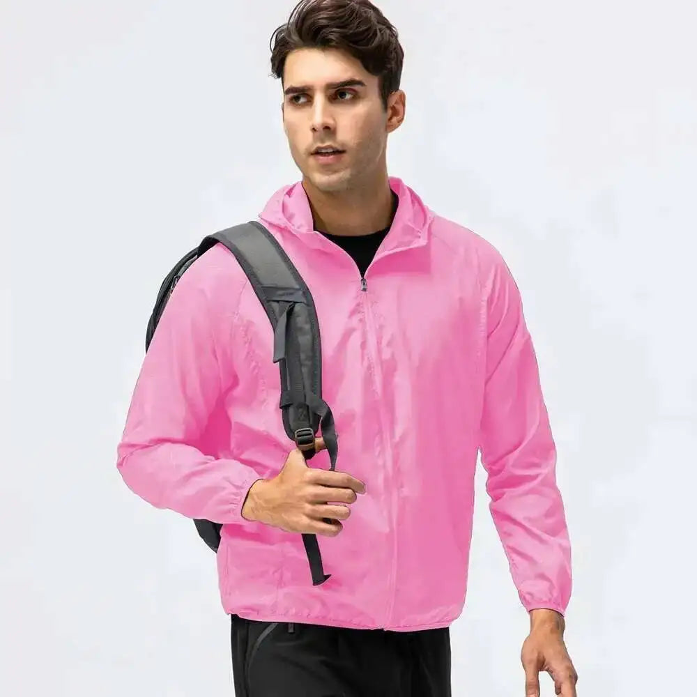 Unisex lättviktsjacka med huva och dragkedja, vattentålig design