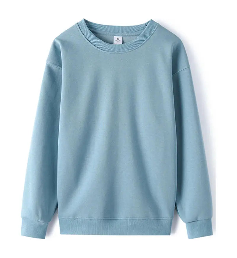 Enkel enfärgad sweatshirt med rund hals och lång ärm
