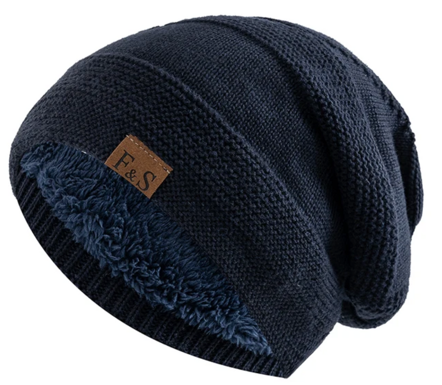 Unisex Ribbad Mössa med Fodrad Insida, Slouchy Passform, Vuxen