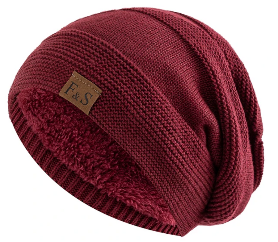 Unisex Ribbad Mössa med Fodrad Insida, Slouchy Passform, Vuxen