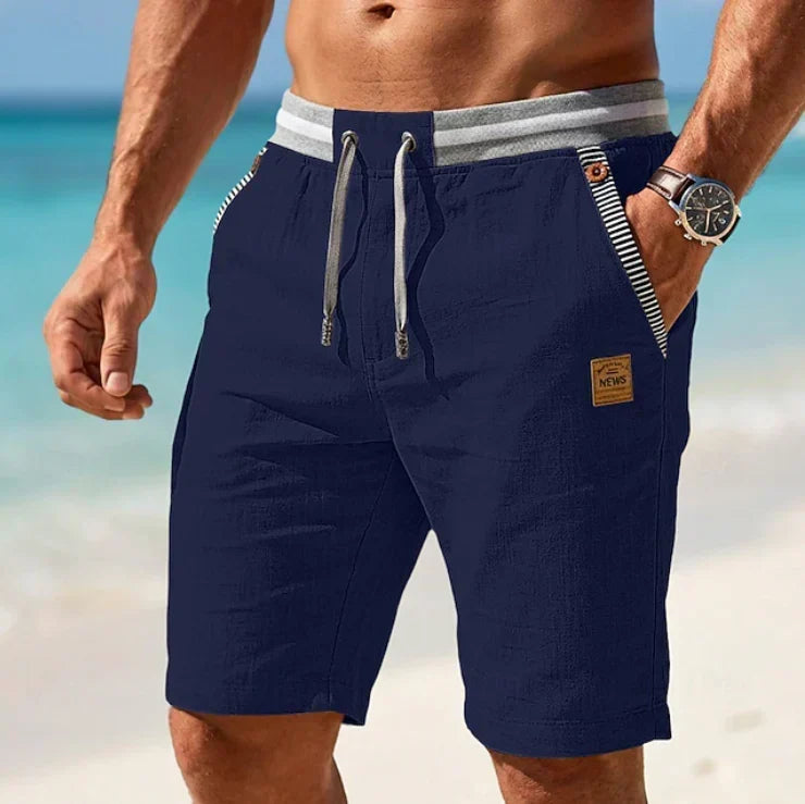 Lätta Herrshorts med Dragsko och Randigt Midjeband