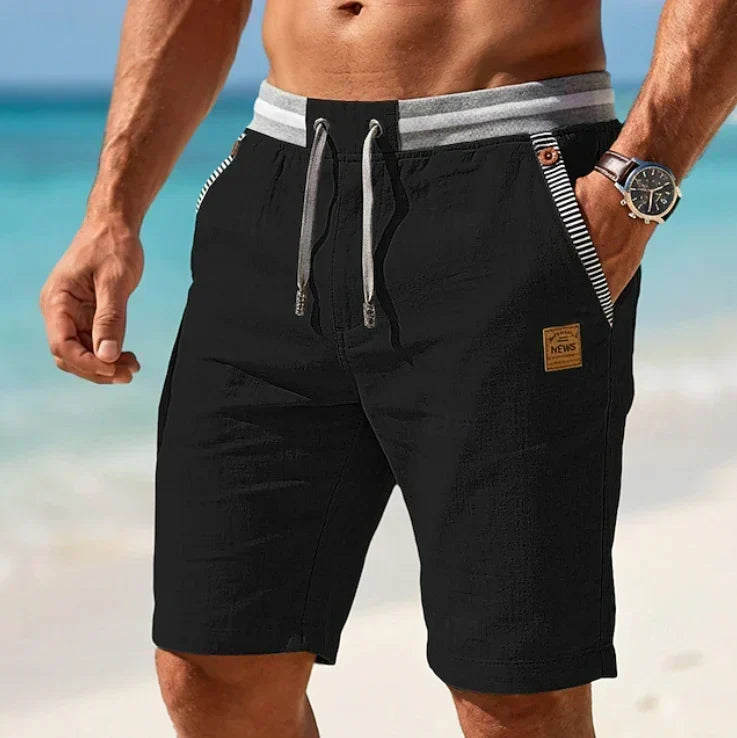 Lätta Herrshorts med Dragsko och Randigt Midjeband