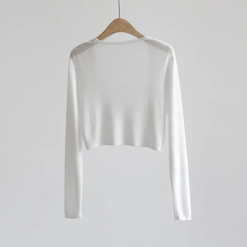 Dam Kort Cardigan Tunna Långärmad Bolero Sommar