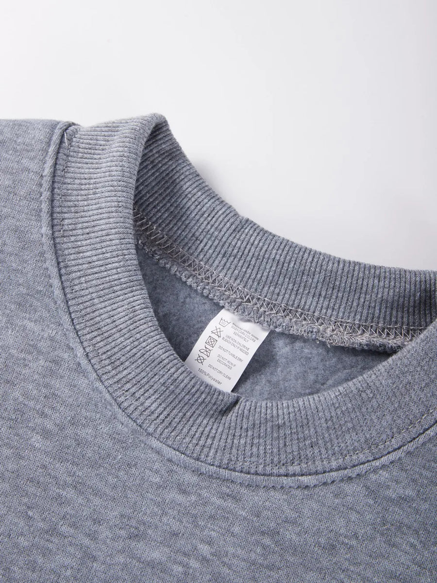 Mjuk Sweatshirt med Tryck Rundhalsad Långärmad