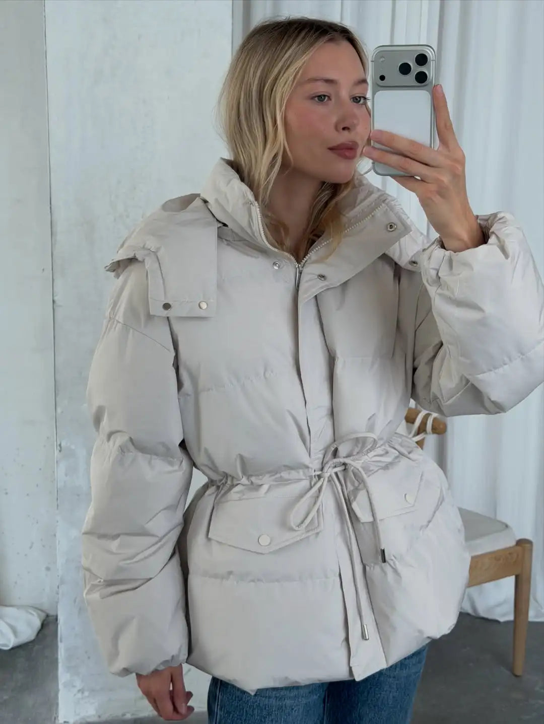 Dam Dunjacka med Dragsko och Hög Krage – Pufferjacka med Luva
