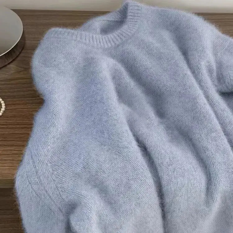 Mjuk Tröja med Rund Hals, Lång Ärm och Ribbade Muddar, Flerfärgad