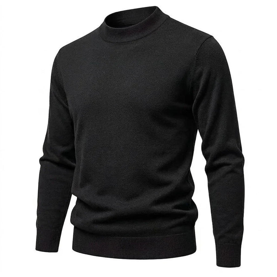 Herrtröja med halvpolo, ribbad mudd, enfärgad design