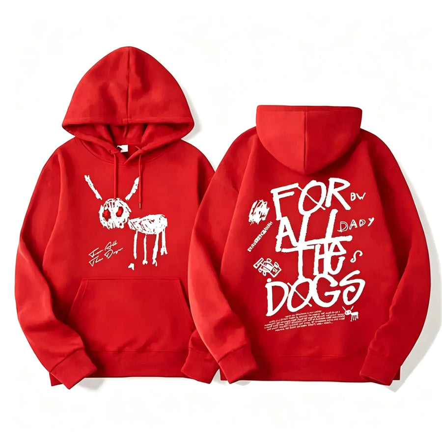 Unisex Hoodie med tryck och magficka, "For All The Dogs"-tema