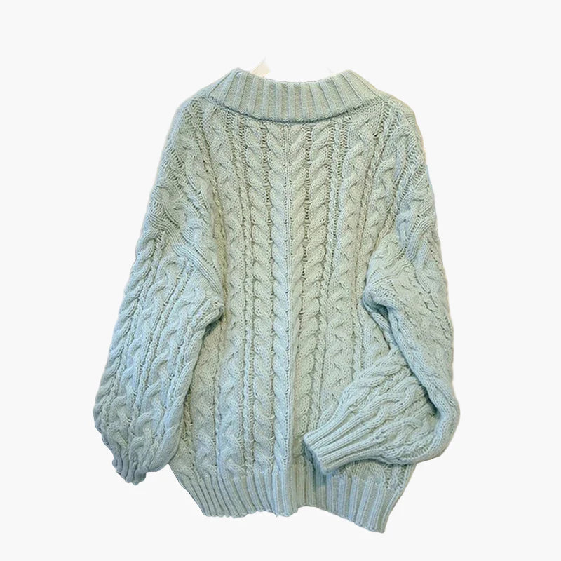Damstickad V-ringad Oversize Tröja – Trendig och Bekväm Höstmode