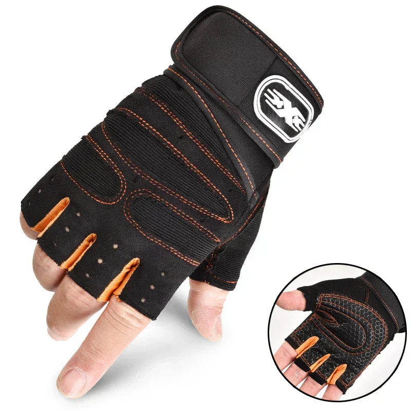 Fingerlösa Träningshandskar med handledsstöd, Gymhandskar