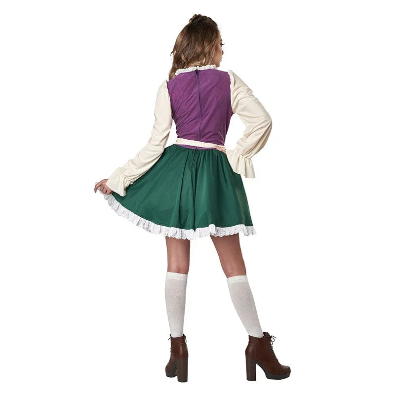Dam Oktoberfestdräkt Grön Vit Lila med Blus och Förkläde