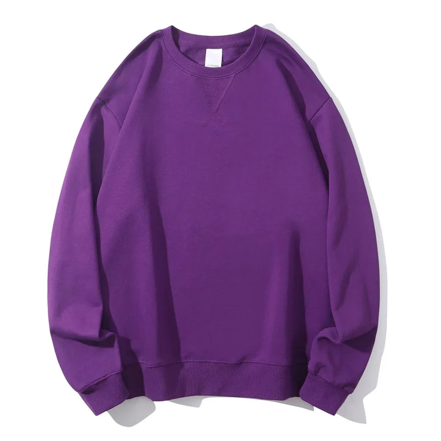 Unisex sweatshirt med rund hals, enfärgad design och ribbade muddar