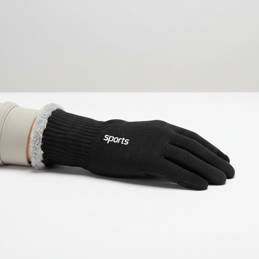 Svarta touchscreenhandskar med sportmönster