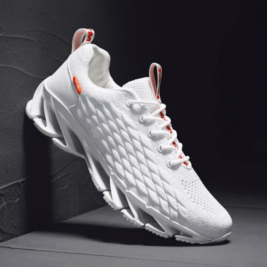 Herrsneakers med stickad ovandel och texturerad sula