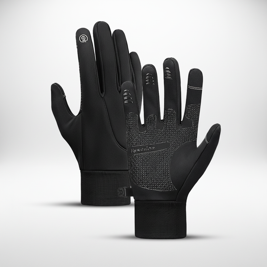 Unisex Touchskärmshandskar med Grip och Ribbad Mudd Svart