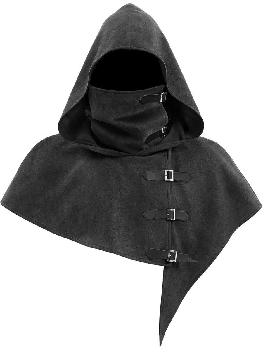 Unisex Huvkappa med Spännen, Ansiktsskydd och Hög Krage i Mjukt Material