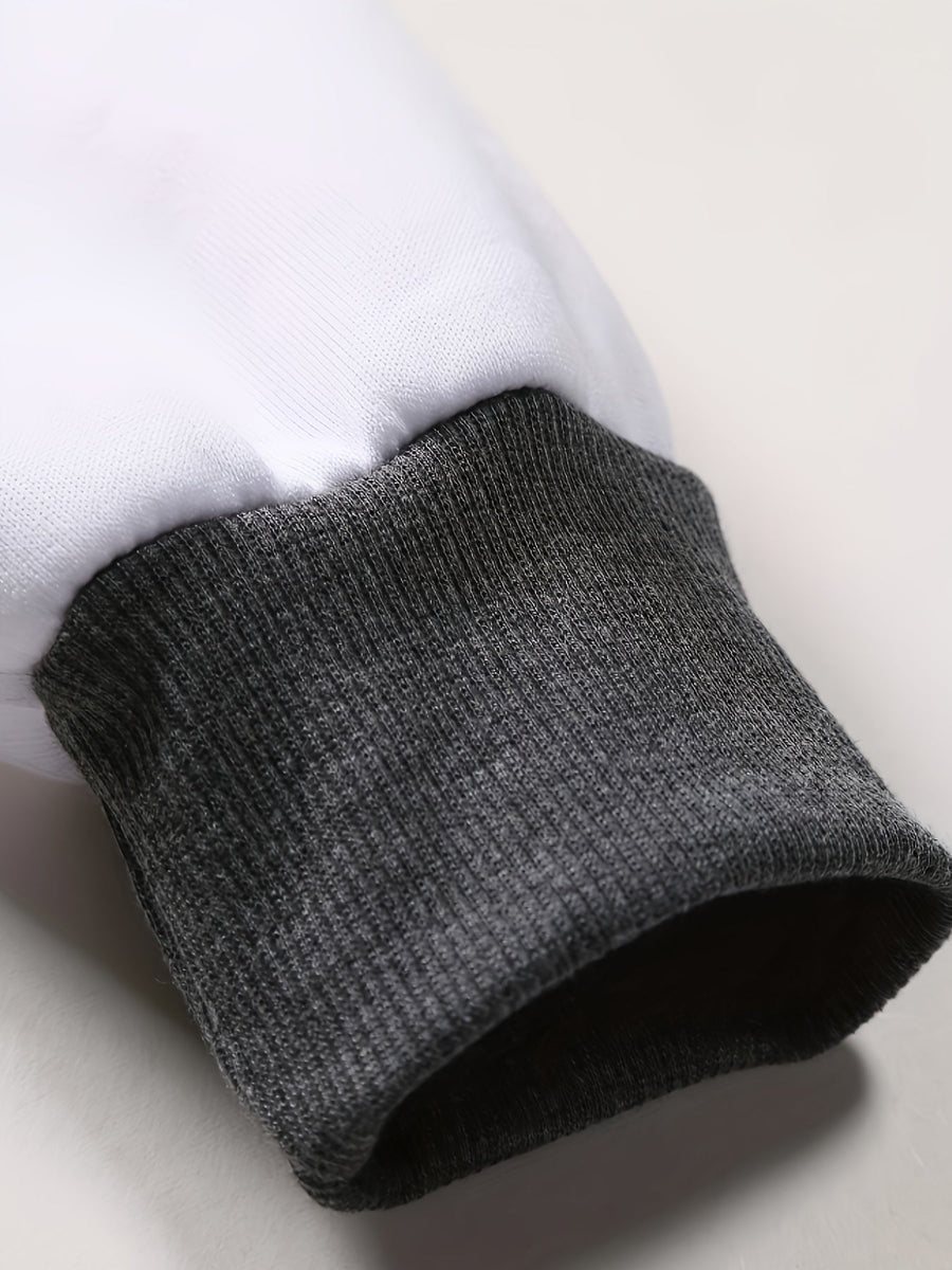 Herrtröja med lång ärm, rundhalsad i tvåfärgad design