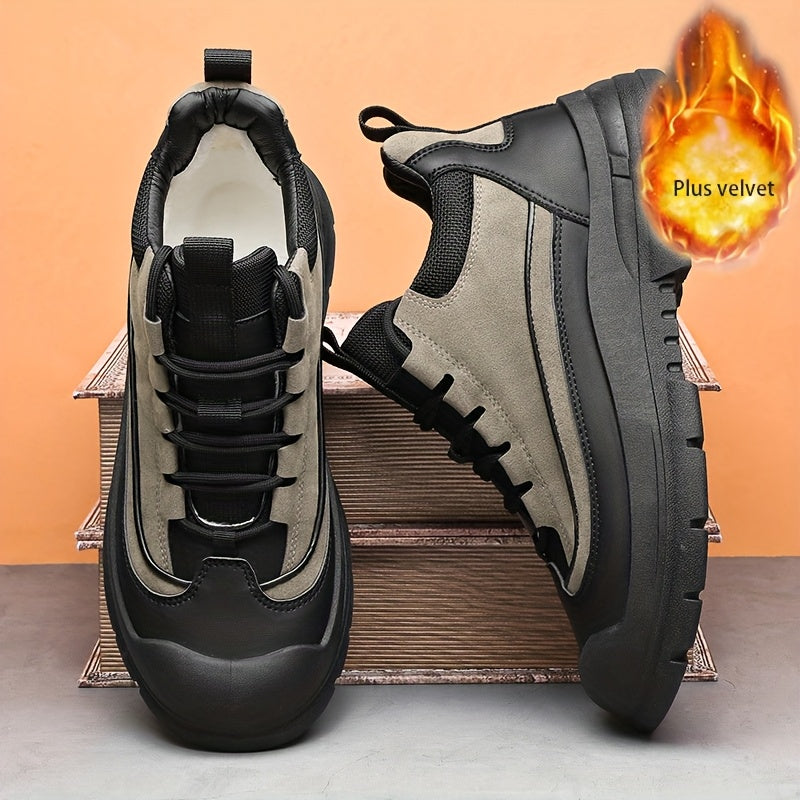 Herrsneakers i tvåfärgad design med tjock sula, snörning och förstärkt tåhätta