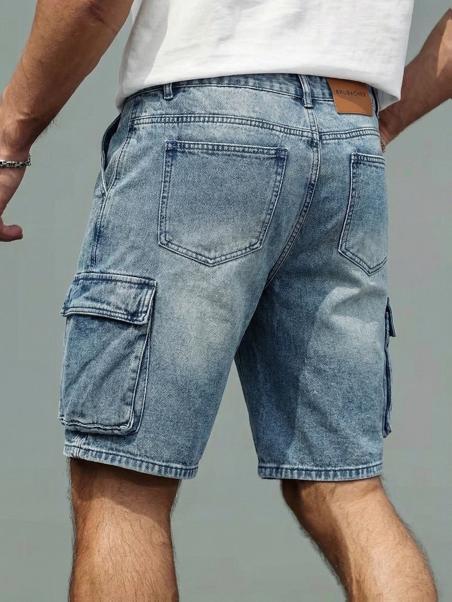 Herr Cargo Shorts i Denim – Avslappnad och Praktisk Stil för Vardagsbruk