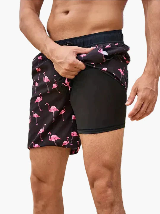 Herrarnas badshorts med innerbyxa – Snabbtorkande, sportig strandstil för aktiva dagar