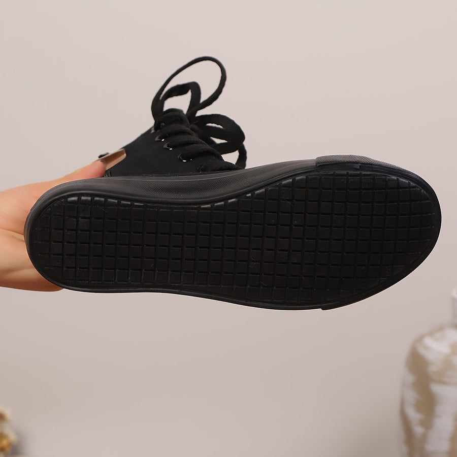 Höga sneakers i canvas med snörning och dragkedja