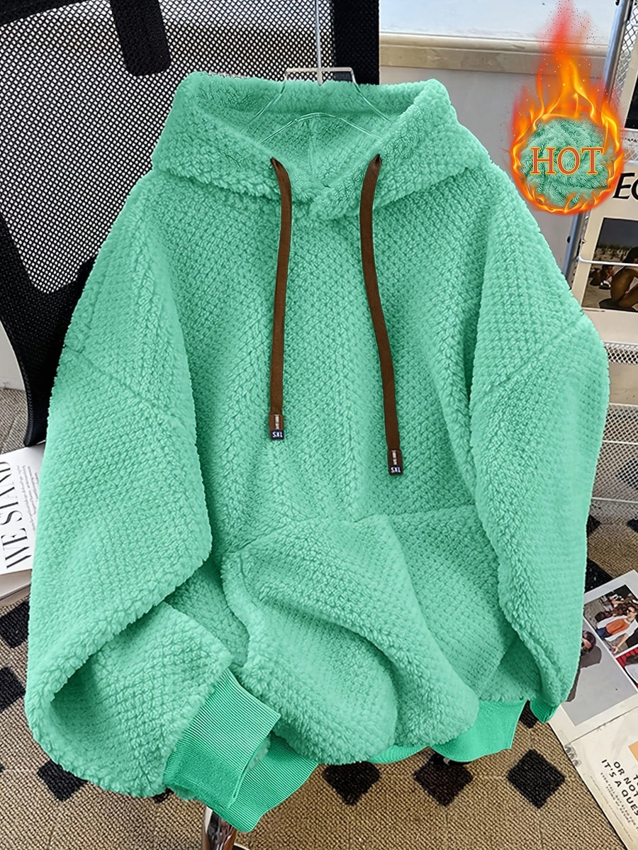 Fleece Hoodie med Huva och Känguruficka, Mjuk och Mysig