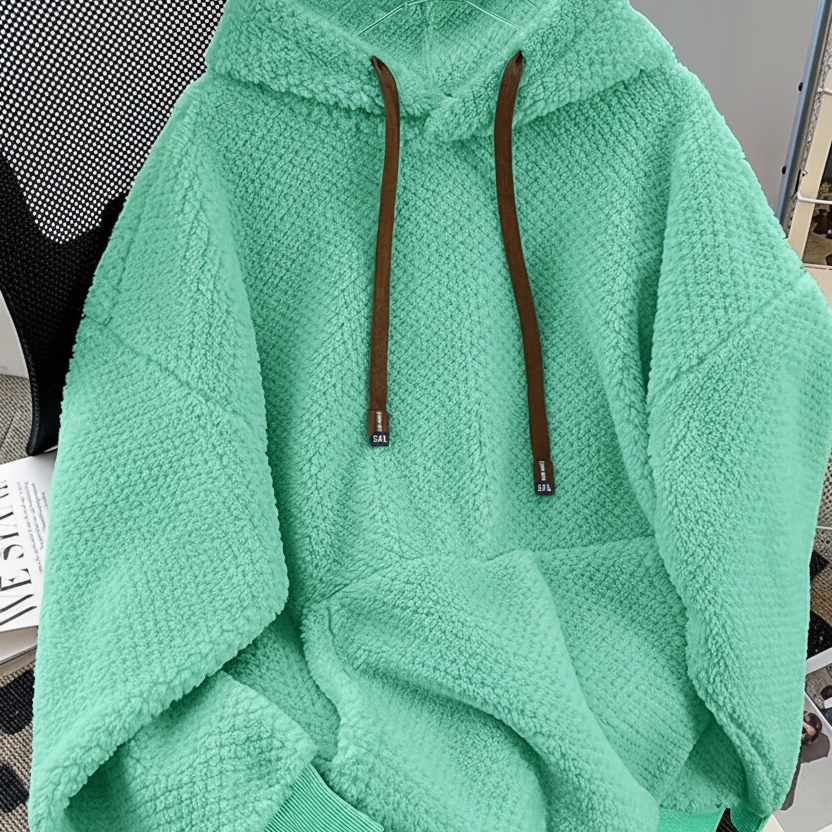 Fleece Hoodie med Huva och Känguruficka, Mjuk och Mysig