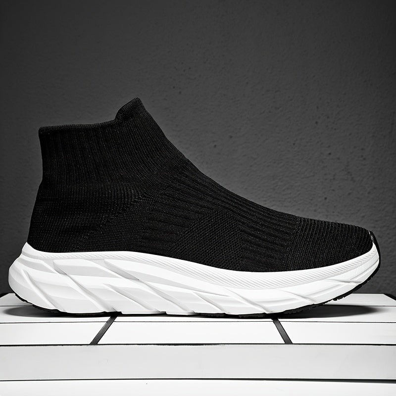 Strumpsneakers med stickad ovandel och tjock sula för komfort