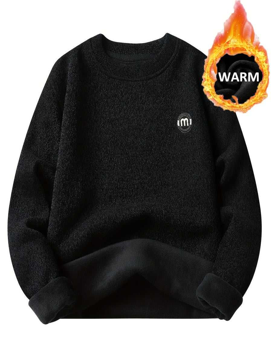 Mjuk Sweatshirt med Rund Hals och Fodrad Insida, Herr