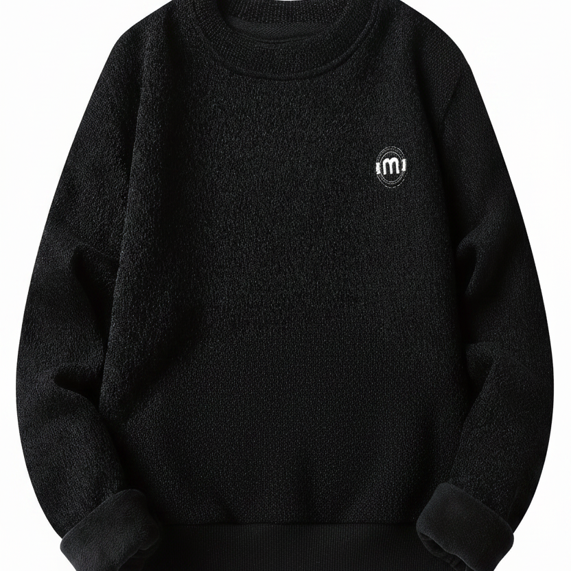 Mjuk Sweatshirt med Rund Hals och Fodrad Insida, Herr