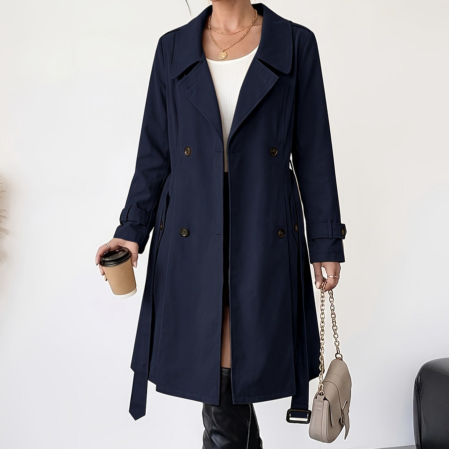 Dam trenchcoat med knytband och slag, dubbelknäppt kappa