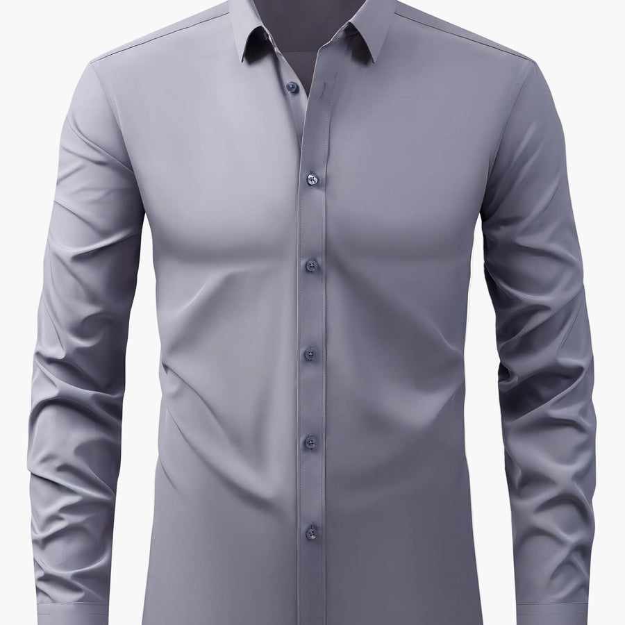 Herrskjorta Elegant Slim Fit Långärmad för Vardagsbruk och Fest