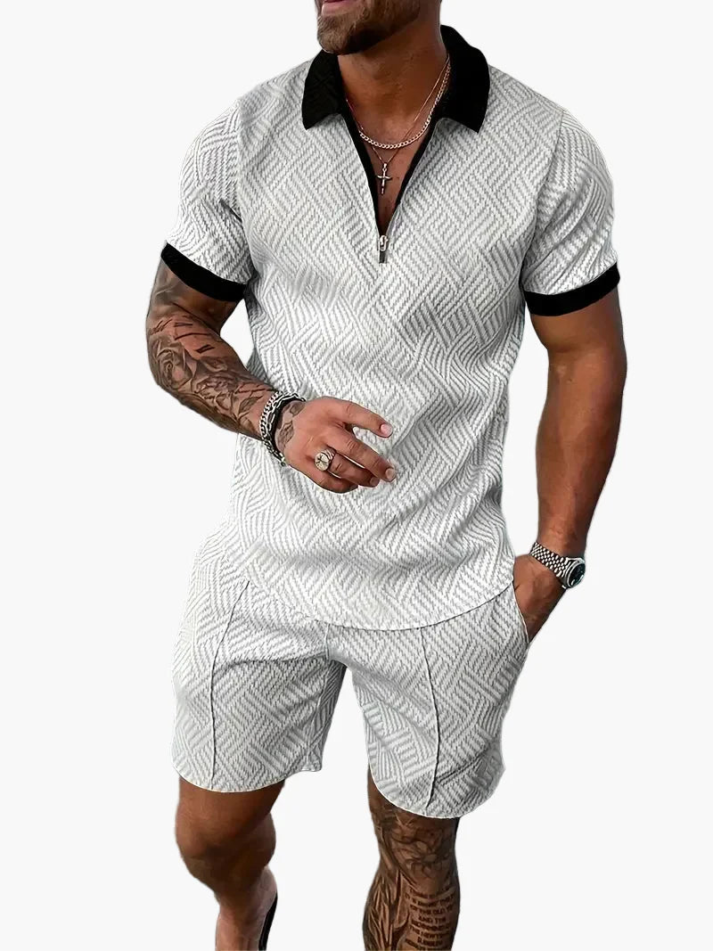 Herrarnas Poloset med Shorts – Trendigt Sommarset för Avslappnad Elegans och Komfort