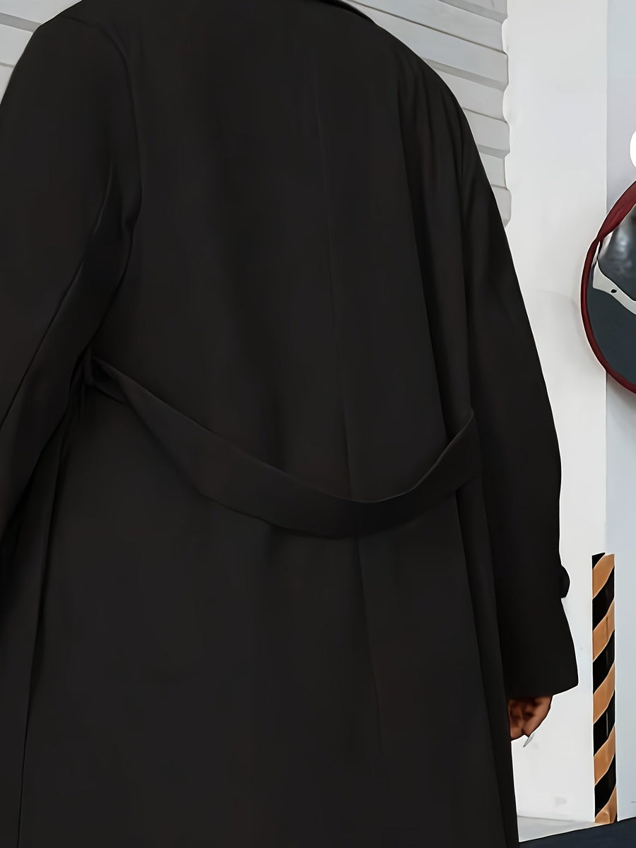 Dam Trenchcoat Lång Dobbeltknäppt med Krage och Manschetter