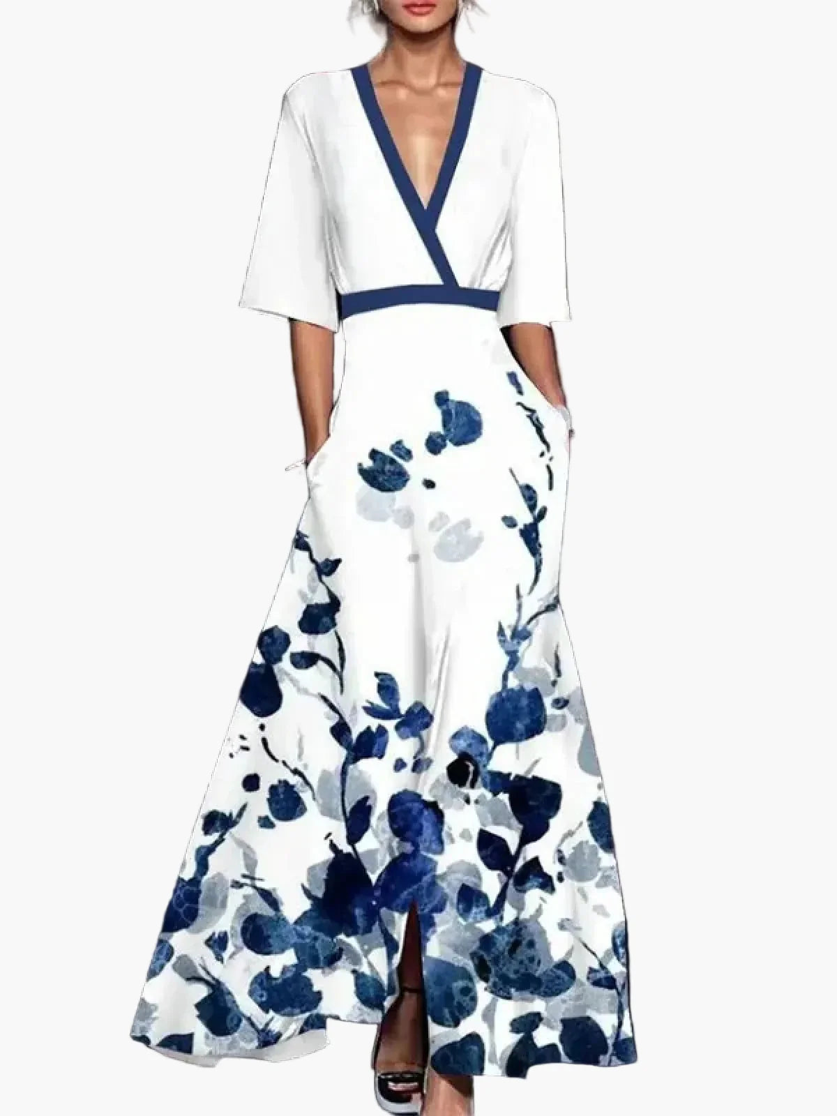 Dam Elegant Klänning med Vida Ärmar och Modern Passform för Fest & Vardag