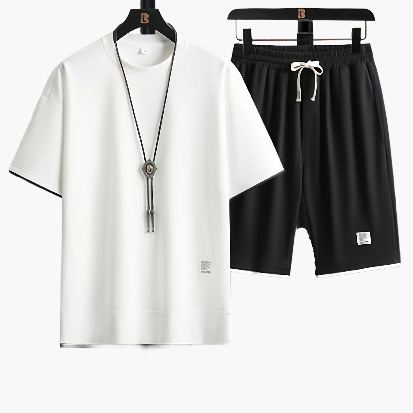 Herrset Lounge – T-shirt och Shorts, Modern Avslappnad Stil