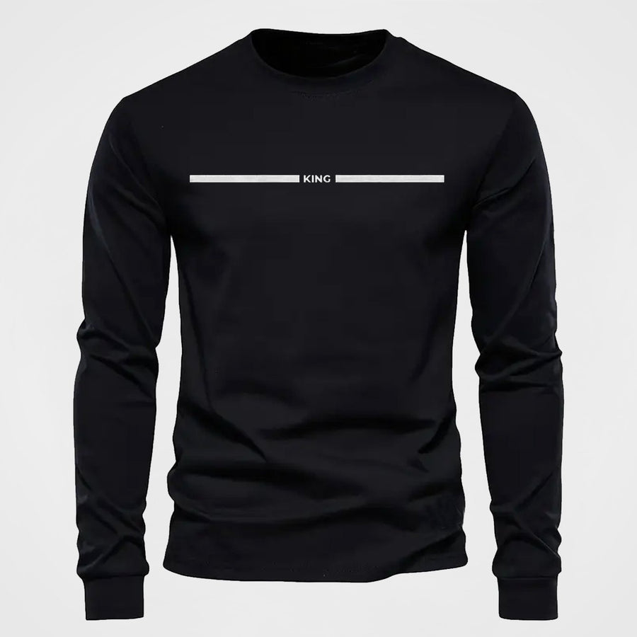 Långärmad T-shirt med Rund Hals och Linjärt KING-Tryck