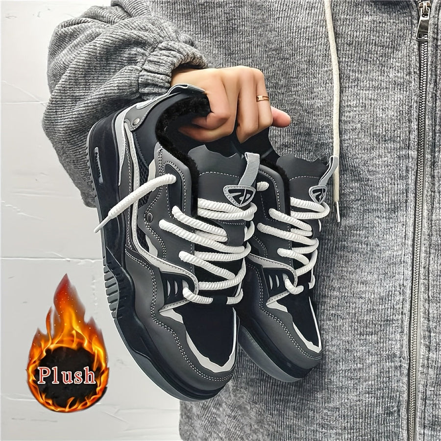 Unisex sneakers med tjock sula och plyschfoder, vinter
