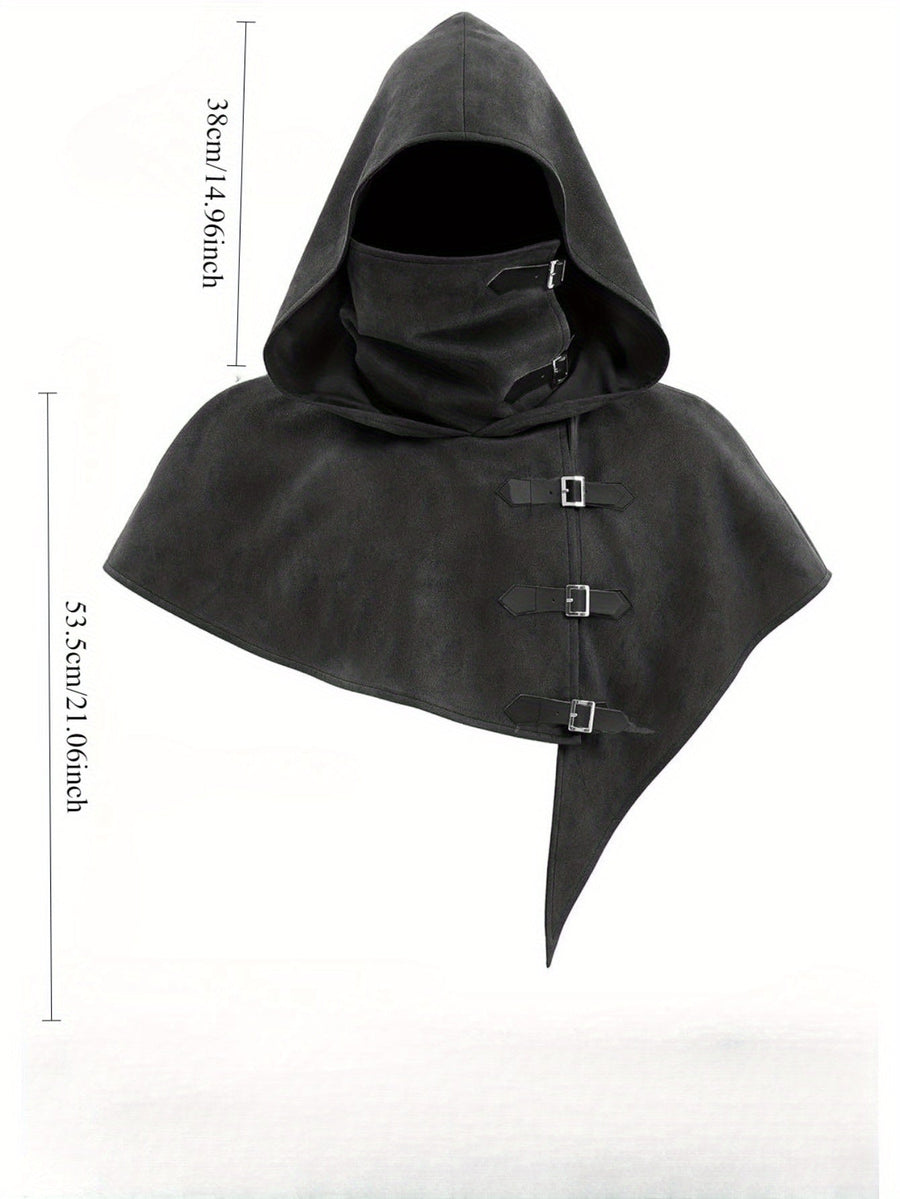 Unisex Huvkappa med Spännen, Ansiktsskydd och Hög Krage i Mjukt Material