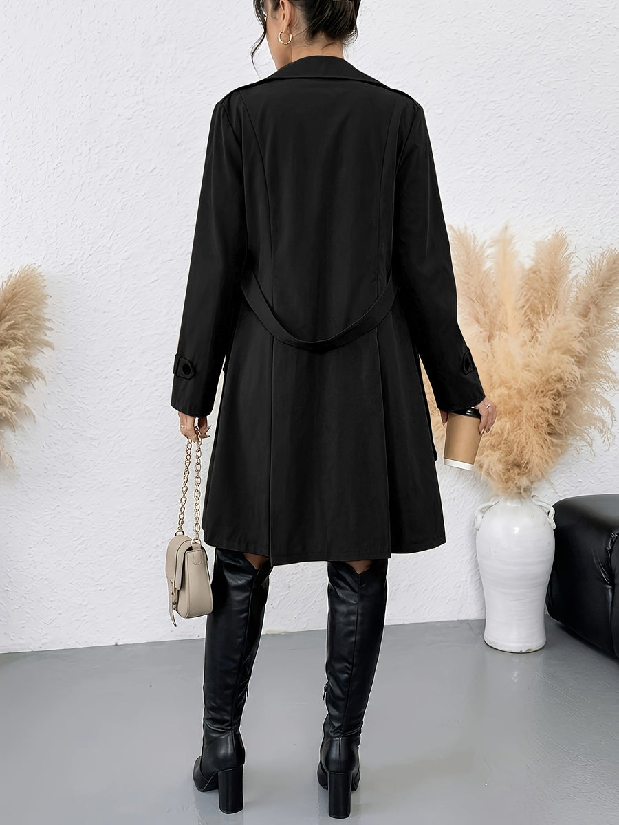 Dam trenchcoat med knytband och slag, dubbelknäppt kappa