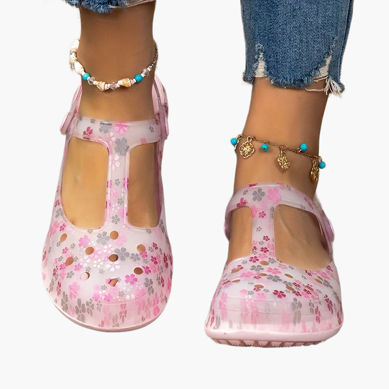 Dam Sneakers Mary Jane Blommönster Komfort Skor för Vardag och Fritid