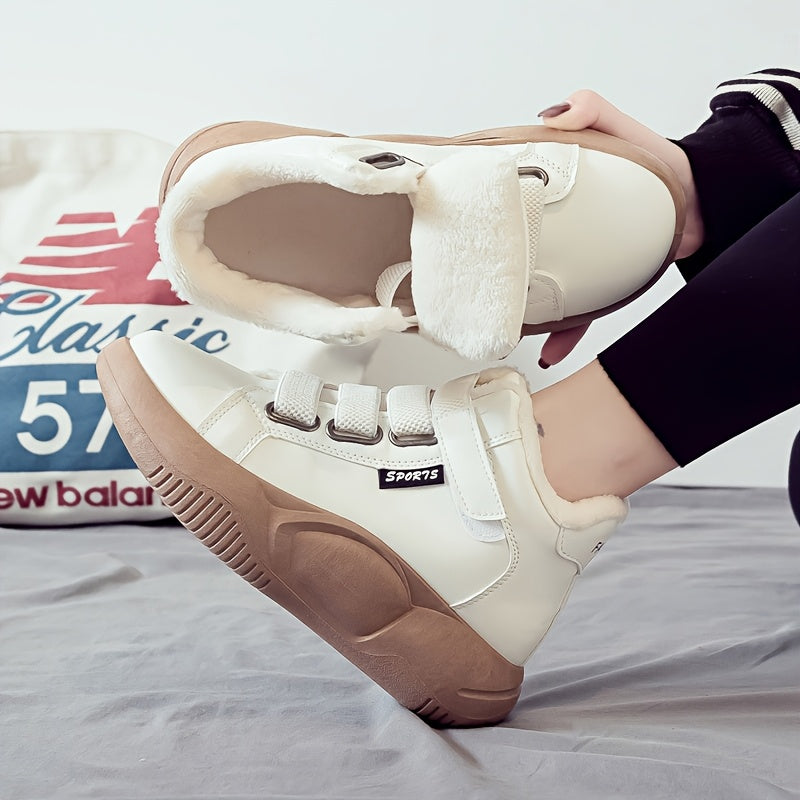 Höga sneakers med varmt foder och kardborreband, vit/svart