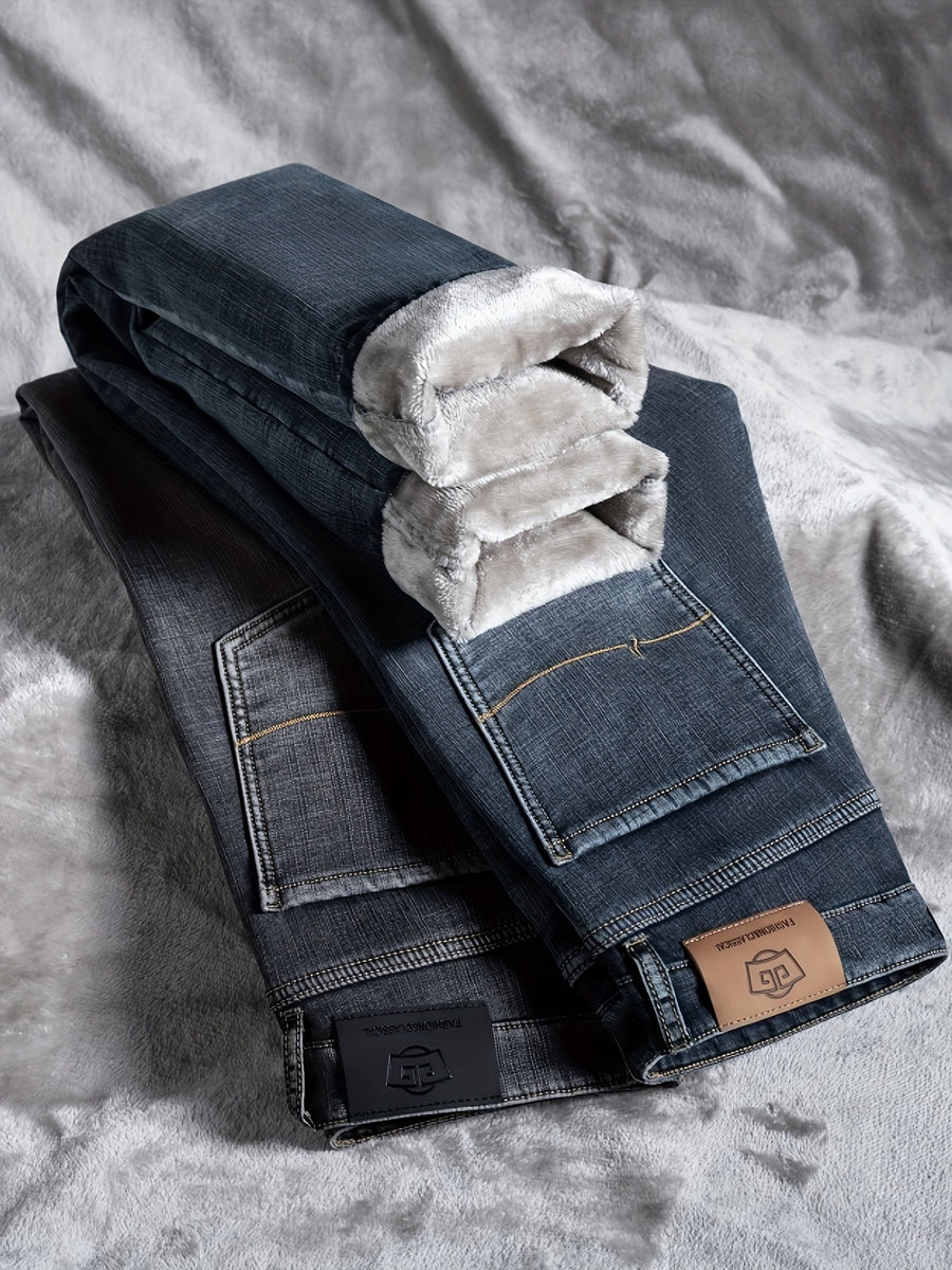 Jeans med foder för herr, blågrå eller mörkgrå